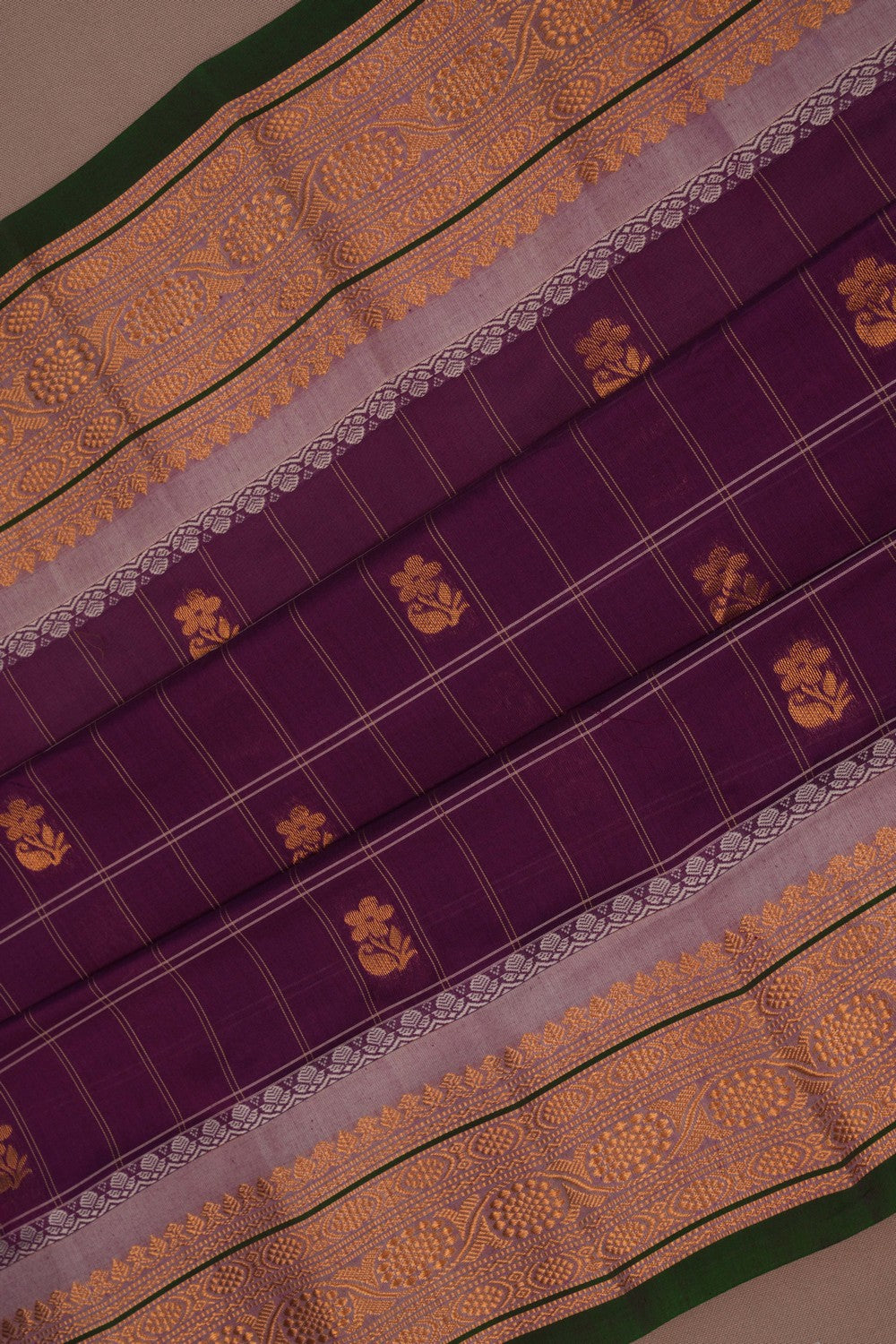 Image of Gadwal Kattam Purple Saree